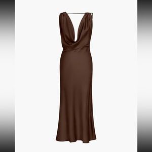Cowl Neck Satin, Chocolate Brown, NWT dress ✨